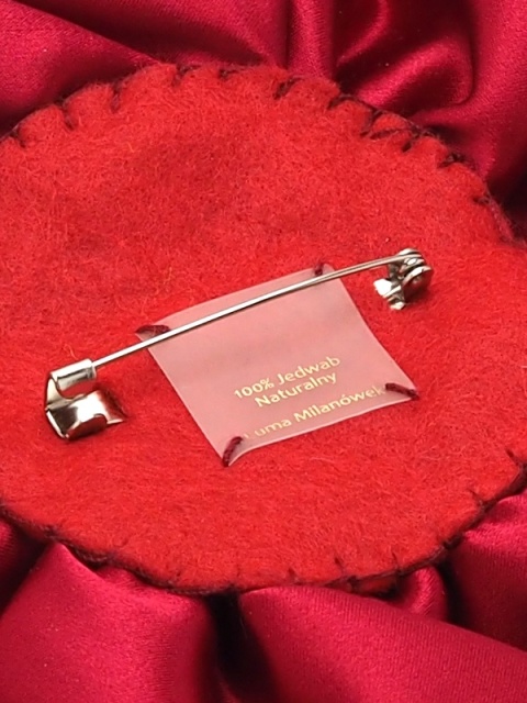 Jedwabna broszka róża mała malinowa BRM-04