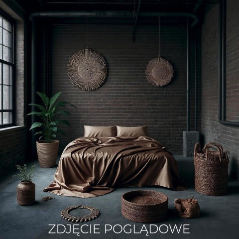 Jedwabna poszewka na kołdrę 160x200 cm z suwakiem satynowa ciemnobrązowa