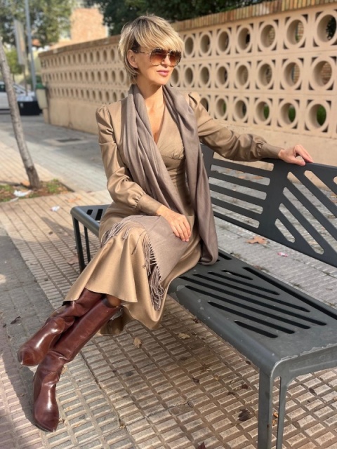 Khaki Women's red winter scarf Cashmere Touch Collection 200x70cm