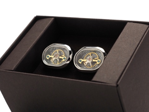 Spinki do koszuli z mechanizmem wahadłowym srebrne