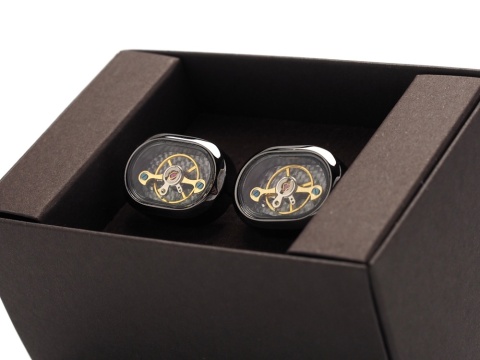 Spinki do koszuli z mechanizmem wahadłowym tytanowe