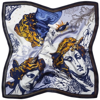 Unikat apaszka jedwabna dwustronna antyczna Grecja 68x68cm AD7-019