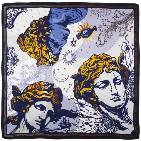 Unikat apaszka jedwabna dwustronna antyczna Grecja 68x68cm AD7-019