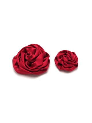 Zestaw: jedwabna broszka róża mała + duża malinowe BRZ-04