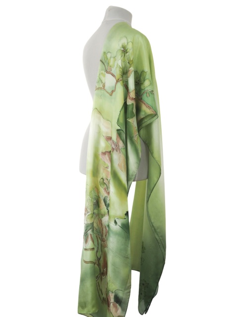 Zielony elegancki szal do sukni wieczorowej habotai