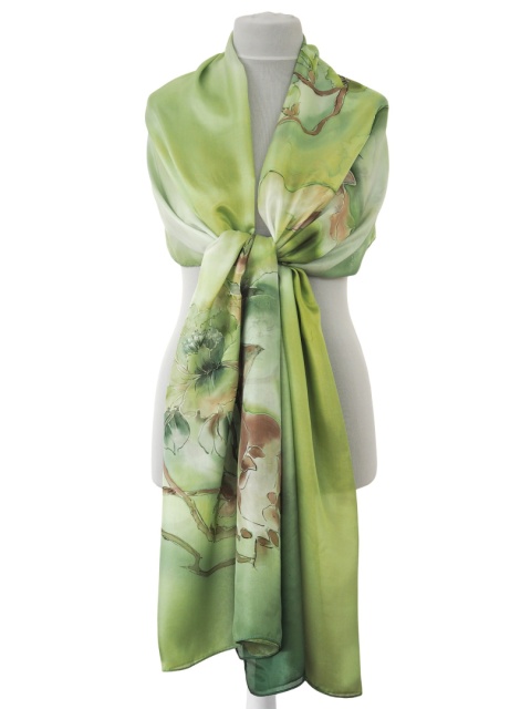 Zielony elegancki szal do sukni wieczorowej habotai