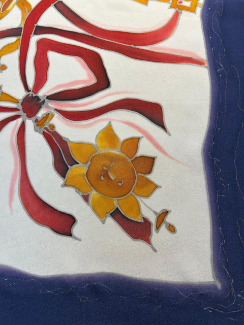 Hand-Painted Silk Scarf, Bows, 59x59cm, AM7-714out