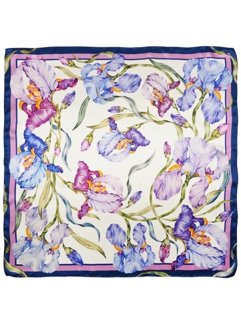 Fioletowa apaszka na szyję Irysy 88x88 cm AD-081