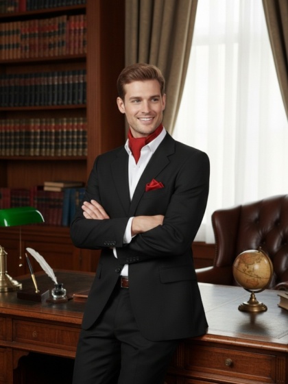 Jedwabna apaszka męska pod szyję bordowa 67x67cm CM6-010