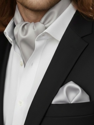 Jedwabna apaszka męska pod szyję jasnoszara 67x67cm CM6-006