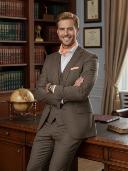 Jedwabna apaszka męska pod szyję morelowa 67x67cm CM6-007