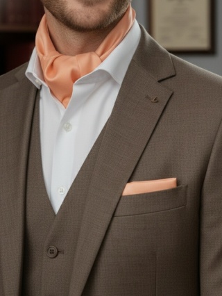 Jedwabna apaszka męska pod szyję morelowa 67x67cm CM6-007