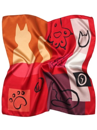 Jedwabna apaszka w koty 68x68cm AD7-084