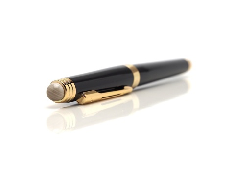 Pióro kulkowe z krzemieniem pasiastym złote KPZ-01