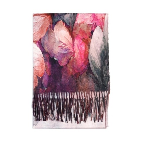 Viscose scarf with pink flowers 200x70cm