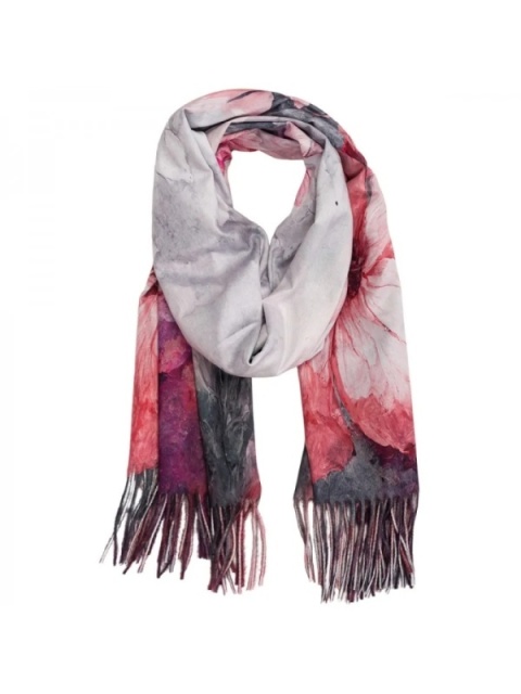 Viscose scarf with pink flowers 200x70cm