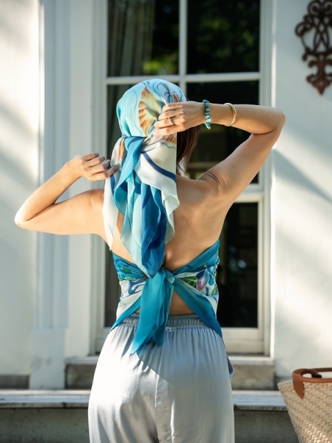 Apaszka jedwabna, ręcznie malowana, Bursztyny 90x90cm AM-177