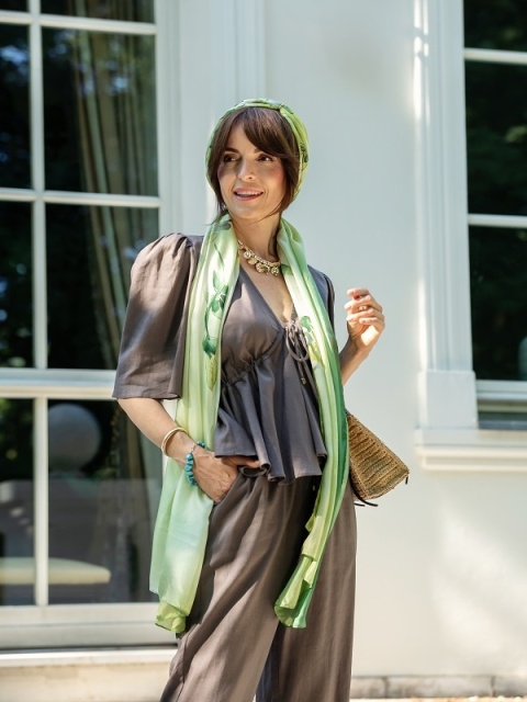 SZM-094 Elegant shawl for evening dress habotai 250x90cm