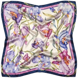 Fioletowa apaszka na szyję Irysy dwustronna 68x68 cm AD7-085