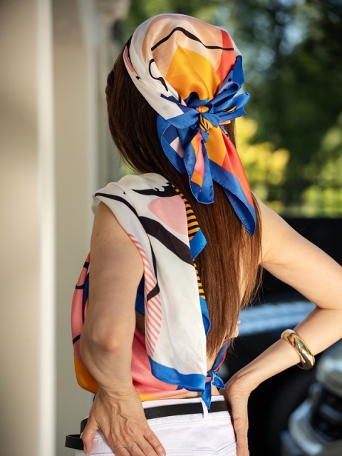 Double-Sided Silk Scarf Pop Art 180x45 cm SDD-05