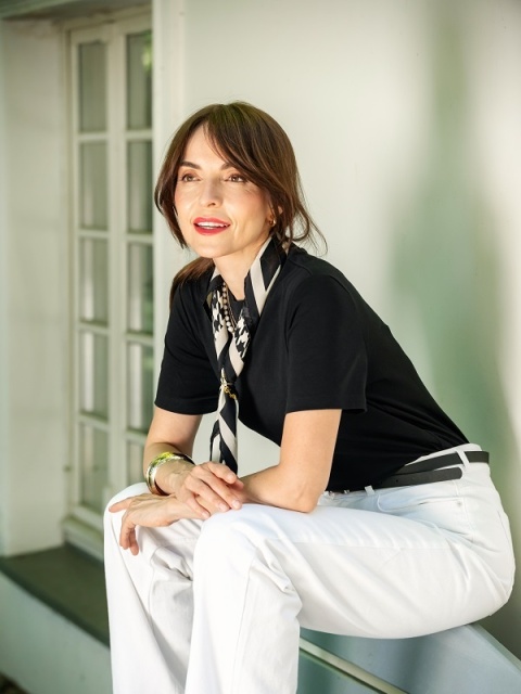 Double-sided houndstooth silk scarf 145x30cm SDM-03