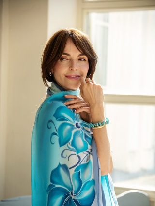 Szal jedwabny, ręcznie malowany 170x45 cm SZ-347