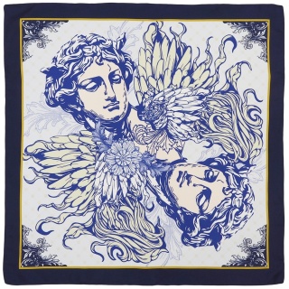 Unique double-sided silk scarf from ancient Greece 68x68cm AD7-023