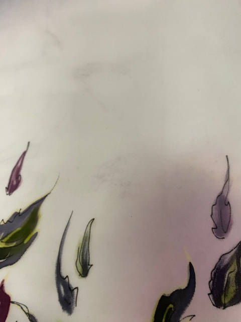AM-421 Hand-painted Silk Scarf Flowers, 90x90cm