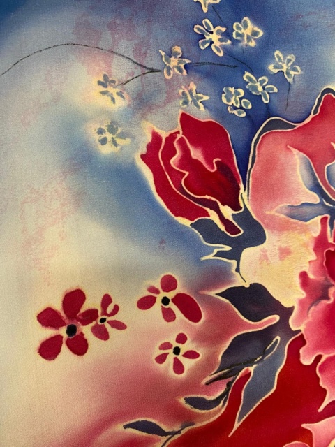 Silk gauze hand-painted 55x55cm AM5-729