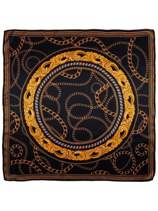 Jedwabna apaszka z motywem jeździeckim ciemna 88x88cm AD-025