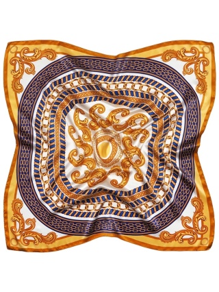 Jedwabna apaszka z motywem jeździeckim jasna 88x88cm AD-160