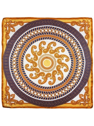 Jedwabna apaszka z motywem jeździeckim jasna 88x88cm AD-160