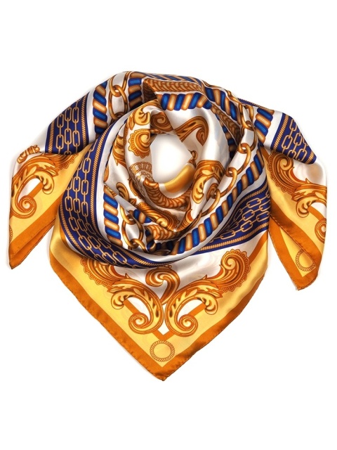 Silk scarf with equestrian motif bright 88x88cm AD-160