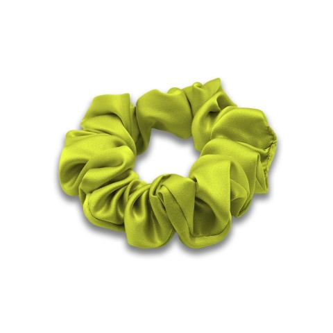 Jedwabna gumka do włosów scrunchie limonkowa JGS-040