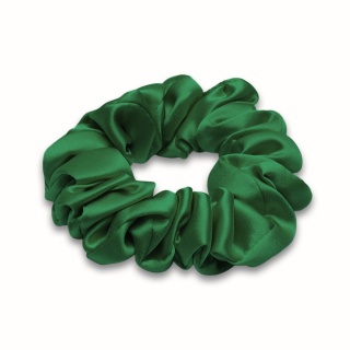 Jedwabna gumka do włosów scrunchie trawiasto zielona JGS-056