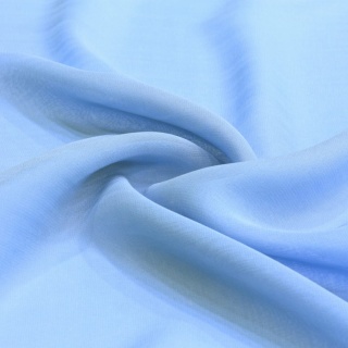 OUT-SZZ-302 Jasnoniebieski jedwabny szal żorżeta 184x65 cm