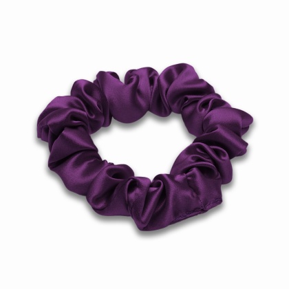 Satynowa gumka do włosów frotka scrunchie slim fioletowa