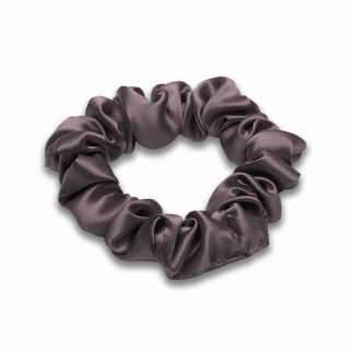 Satynowa gumka do włosów frotka scrunchie slim fioletowa beżowa