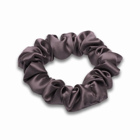 Satynowa gumka do włosów frotka scrunchie slim fioletowa beżowa