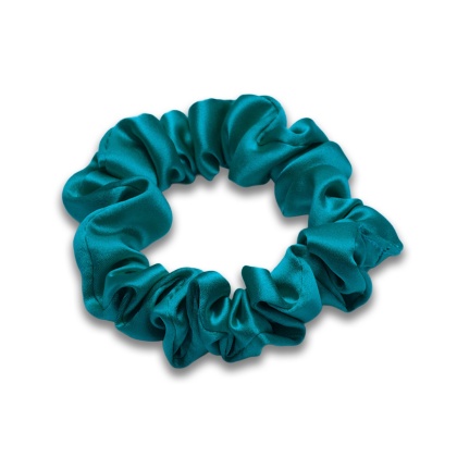 Satynowa gumka do włosów frotka scrunchie slim turkusowa