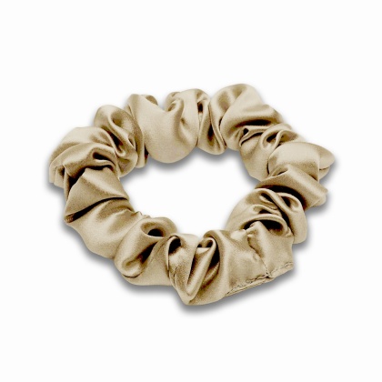 Satynowa gumka do włosów frotka scrunchie slim jasnobeżowa