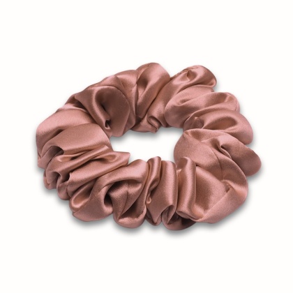Jedwabna gumka do włosów scrunchie różowo-złota JGS-013