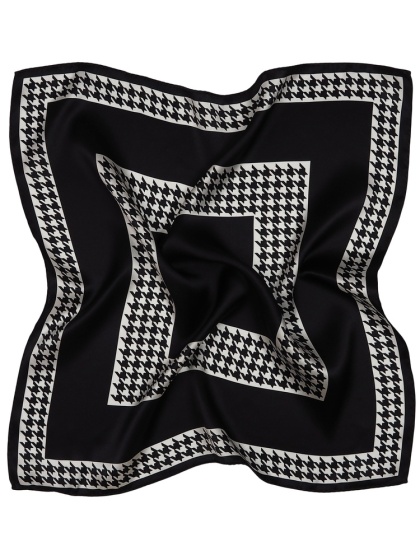 Black and white silk houndstooth double-sided rookie 53x53cm AD5-004