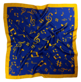 AN-006 Large Silk Scarf with Sheet Music, 85x85 cm
