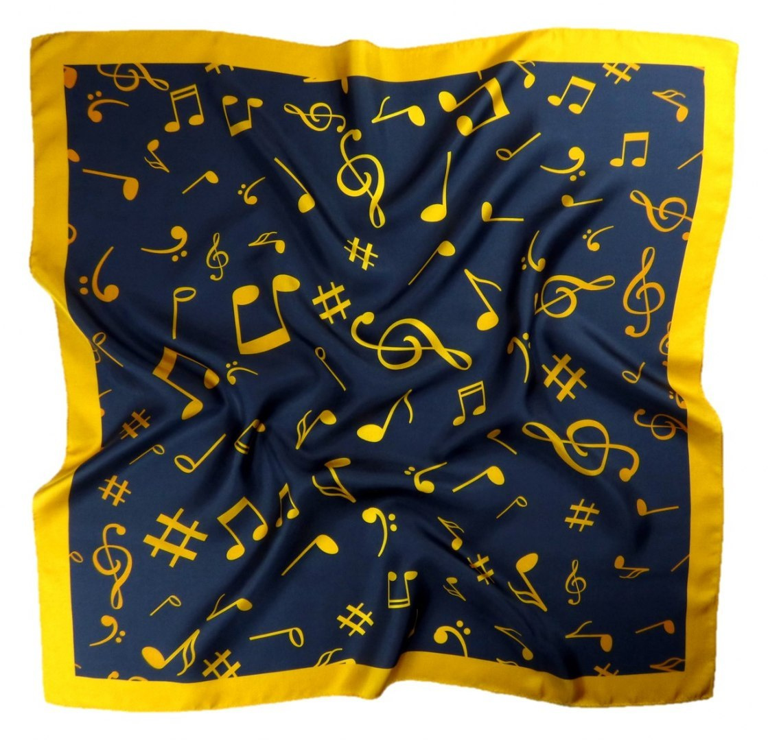 AN-009 Large Silk Scarf with Sheet Music, 85x85 cm(1)