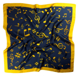 AN-009 Large Silk Scarf with Sheet Music, 85x85 cm