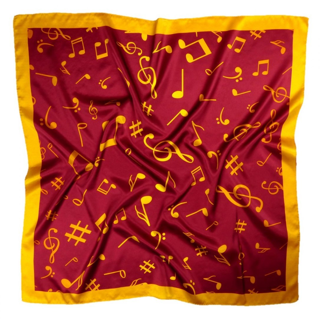 AN-016 Large Silk Scarf with Sheet Music, 85x85 cm(1)