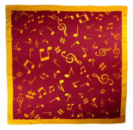 AN-016 Large Silk Scarf with Sheet Music, 85x85 cm