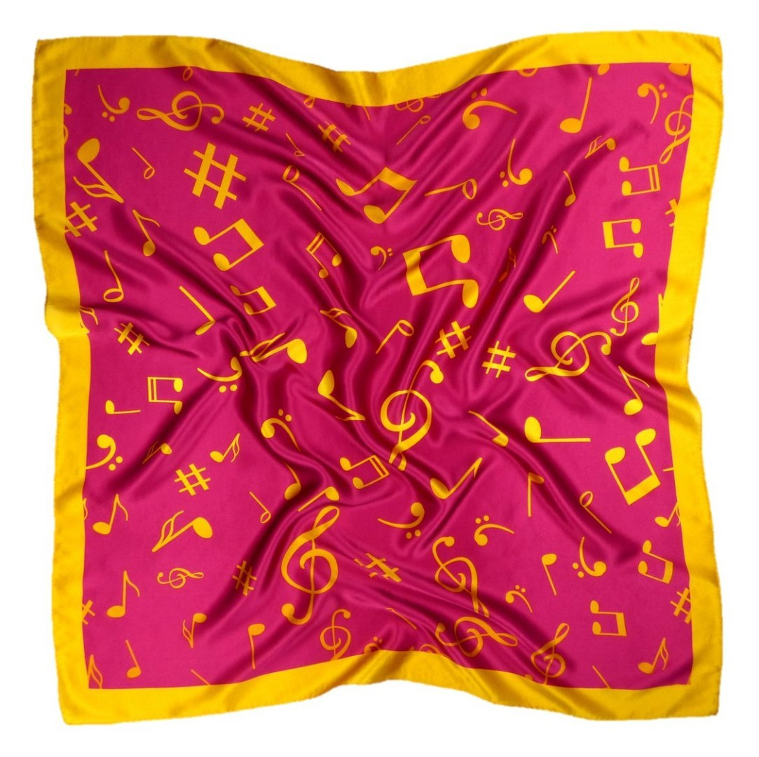 AN-017 Large Silk Scarf with Sheet Music, 85x85 cm(1)