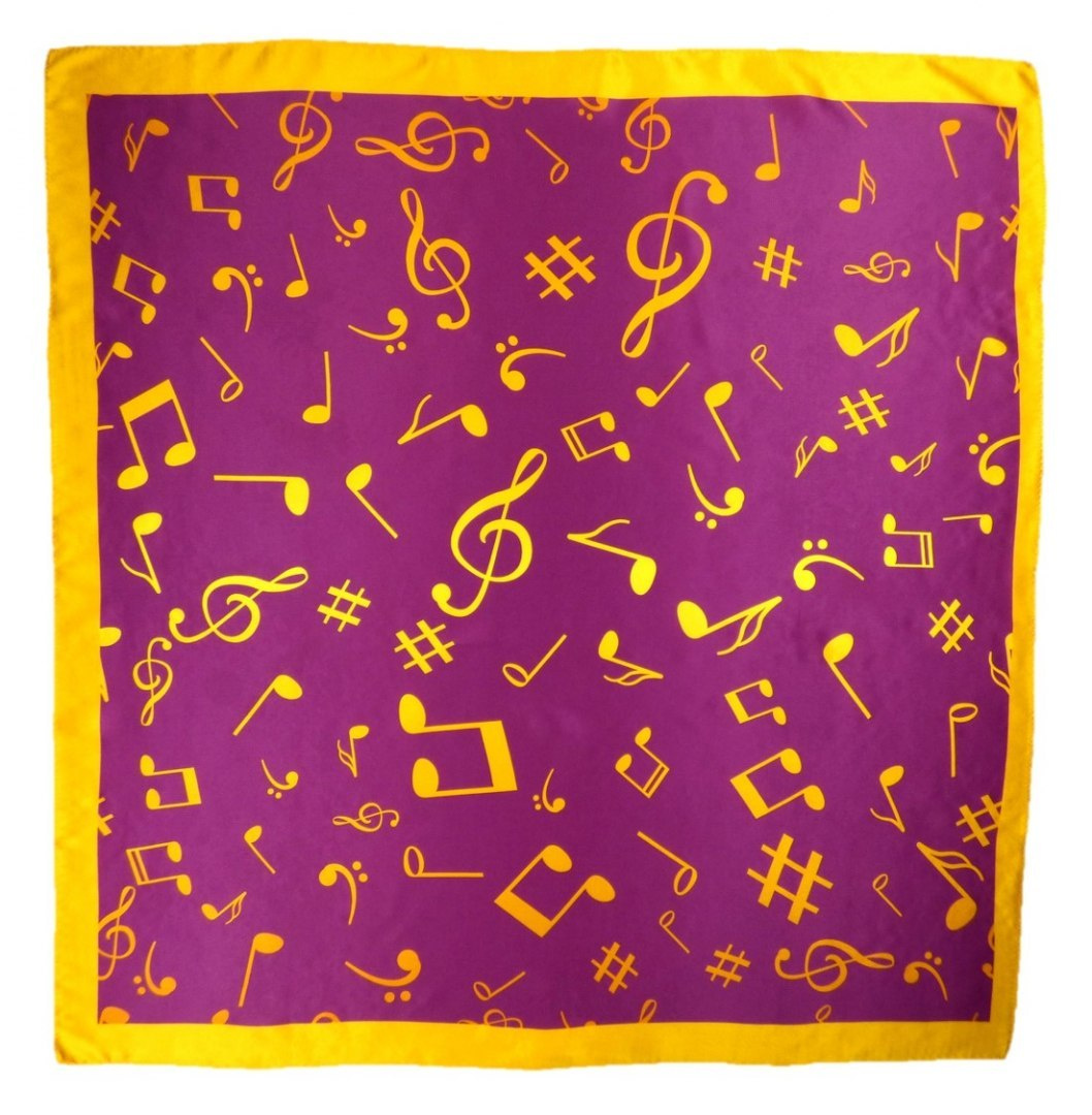 AN-018 Large Silk Scarf with Sheet Music, 85x85 cm(2)